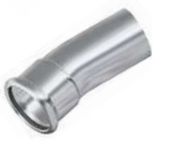 FixTrend Inox press ív, 15°, 1 tokos, 88.9mm