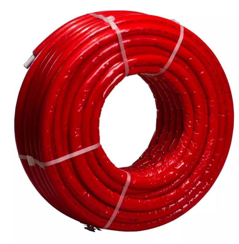 CONCEPT MLC S4 PE-RT/Al/PE-RT ötrétegű cső, szigetelt, piros 20x2mm 100m/tekercs