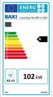 BAXI Luna Duo-Tec MP 1.110+ ERP fűtőkazán, kondenzációs, fali, 102kW