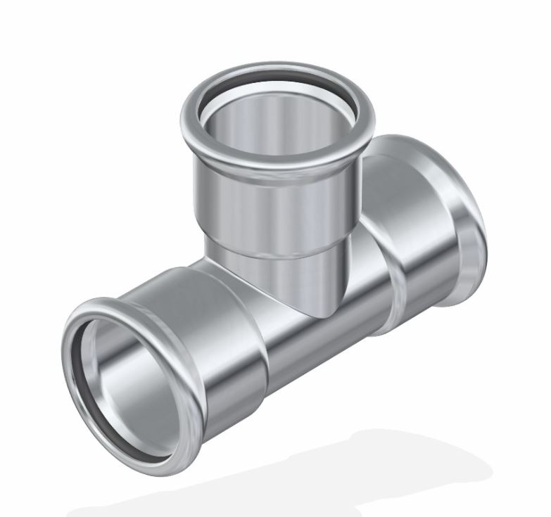 FixTrend Inox press egál T-idom, 88.9mm